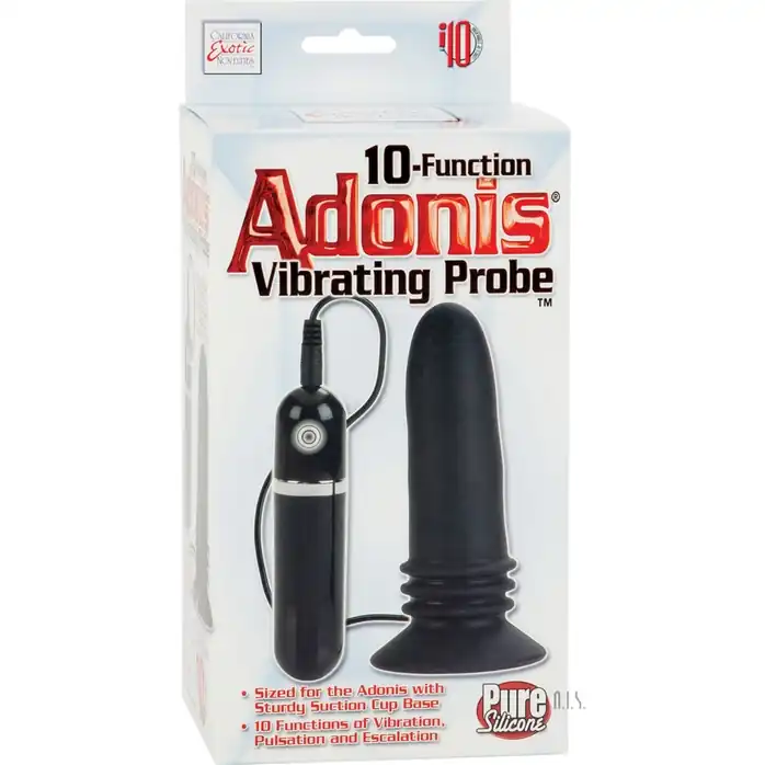 Чёрная анальная пробка 10-Function Adonis Vibrating Probes - 14 см - Adonis. Фотография 2.
