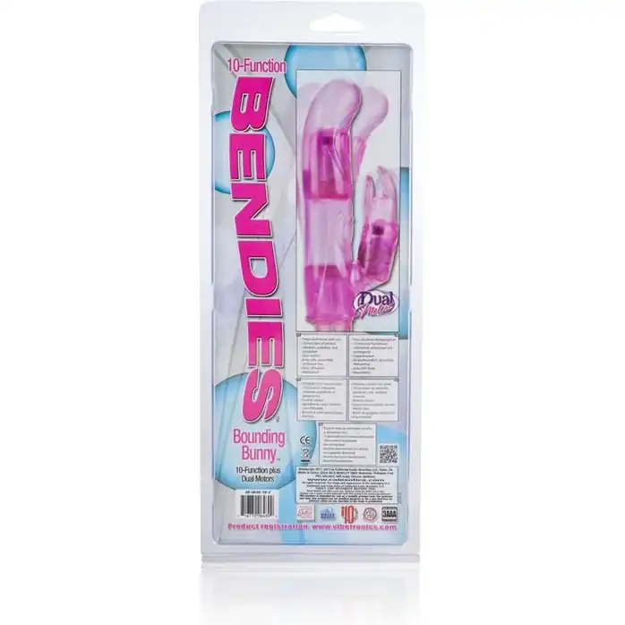 Розовый вибромассажер 10-Function Bendie Bounding Bunny Vibes - 22,8 см - Bendies. Фотография 3.