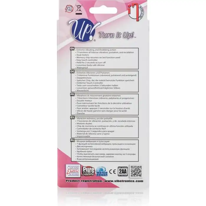 Вибромассажер с клиторальной стимуляцией Turn it Up! 7-Function Silicone Massager - 20,3 см - Up!. Фотография 3.