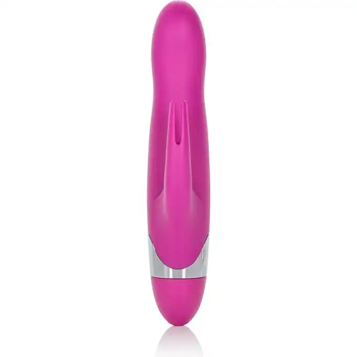 Вибромассажер с клиторальной стимуляцией Turn it Up! 7-Function Silicone Massager - 20,3 см - Up!. Фотография 4.