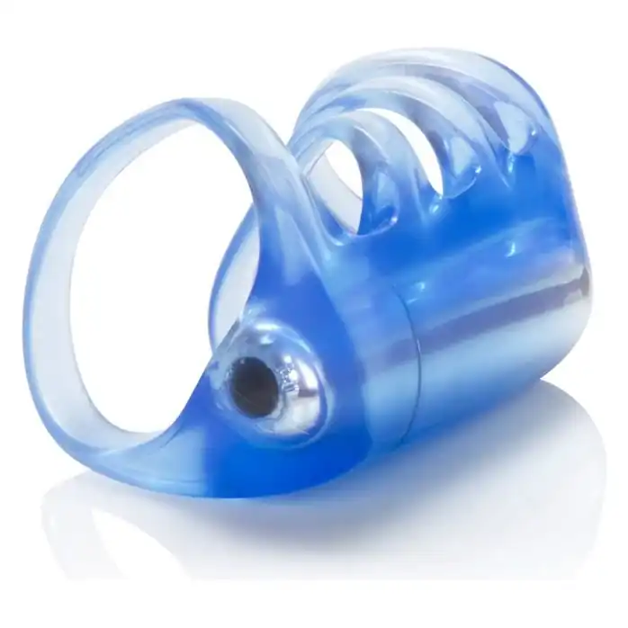 Голубая насадка с вибрацией Couple s Pleasure Cage - Couples Enhancers. Фотография 4.