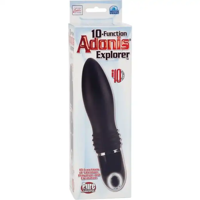 Чёрный вибромассажер 10-Function Adonis Explorer - 20,3 см - Adonis. Фотография 2.