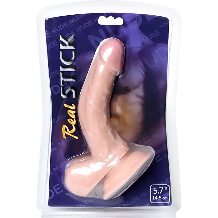 Изогнутый фаллоимитатор с присоской - 14,5 см - RealStick Nude. Фотография 7.