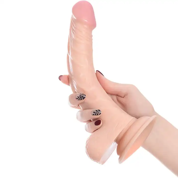 Реалистичный изогнутый фаллоимитатор на присоске - 21 см - RealStick Nude. Фотография 2.