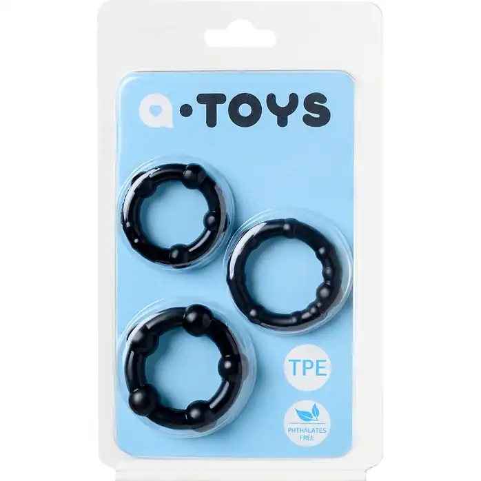 Набор из 3 чёрных эрекционных колец A-toys. Фотография 5.