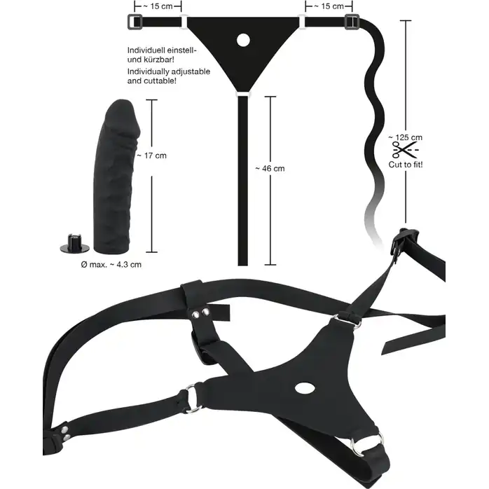 Силиконовый страпон на регулируемых ремешках Silicone Strap-On - 17 см - You2Toys. Фотография 8.