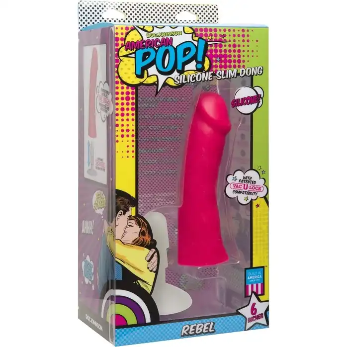 Розовый фаллоимитатор American POP! Rebel 6 Slim Dong - 16,5 см - American POP!. Фотография 2.