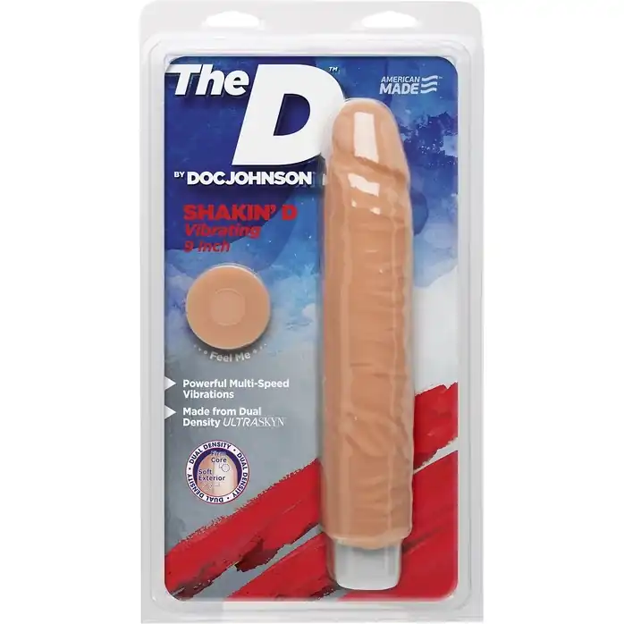 Телесный вибромассажёр с богатым рельефом Shakin’ D Vibrating 9 - 22,86 см - The D. Фотография 2.