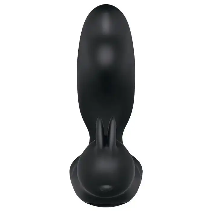 Чёрный массажёр простаты Prostate Rabbit с вибрацией и пультом ДУ. Фотография 3.