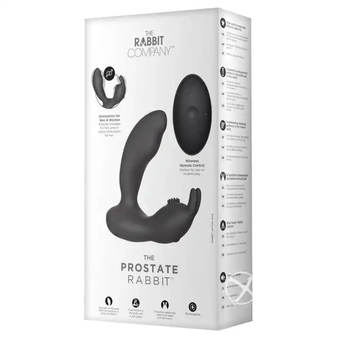 Чёрный массажёр простаты Prostate Rabbit с вибрацией и пультом ДУ. Фотография 4.