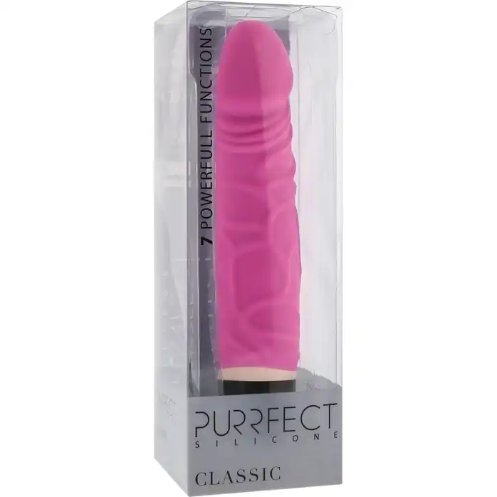 Ярко-розовый вибратор PURRFECT SILICONE CLASSIC 6.5INCH - 16,5 см - Purrfect Silicone. Фотография 2.