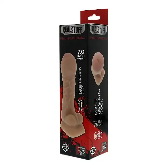 Фаллоимитатор с полузакрытой головкой REALSTUFF REAL FEELING DONG UNCUT 7INCH - 17,8 см - RealStuff. Фотография 2.