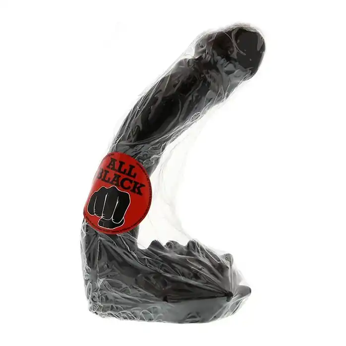 Анальный фаллоимитатор с мошонкой, покрытой шишечками, All Black - 19 см. Фотография 2.