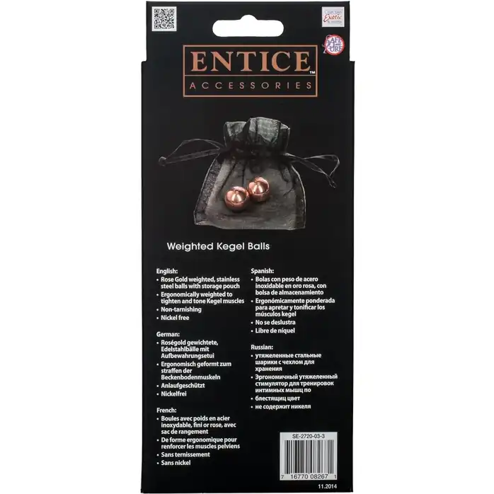 Золотистые вагинальные шарики Entice Weighted Kegel Balls - Entice. Фотография 4.