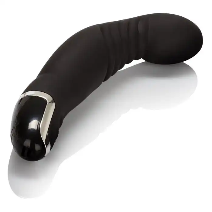 Чёрный стимулятор простаты с рёбрышками и вибрацией Dr. Joel Silicone Ridged P - 16 см - Dr. Joel Kaplan. Фотография 2.