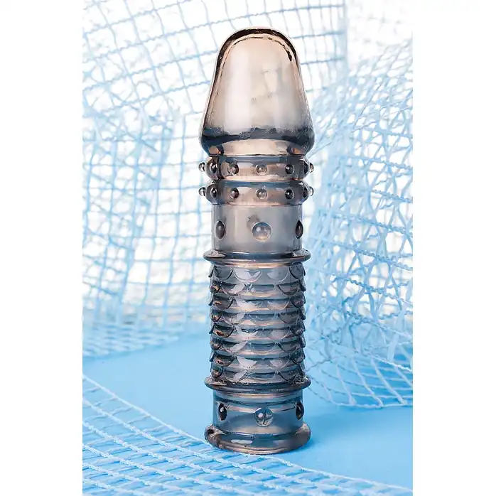 Дымчатая закрытая насадка ToyFa XLover с чешуйками и пупырышками - 13,5 см - XLover. Фотография 3.