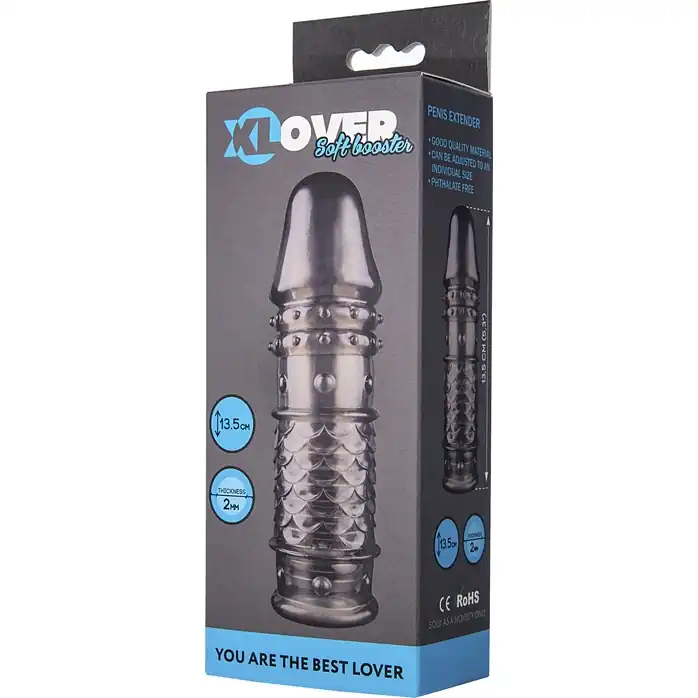 Дымчатая закрытая насадка ToyFa XLover с чешуйками и пупырышками - 13,5 см - XLover. Фотография 4.
