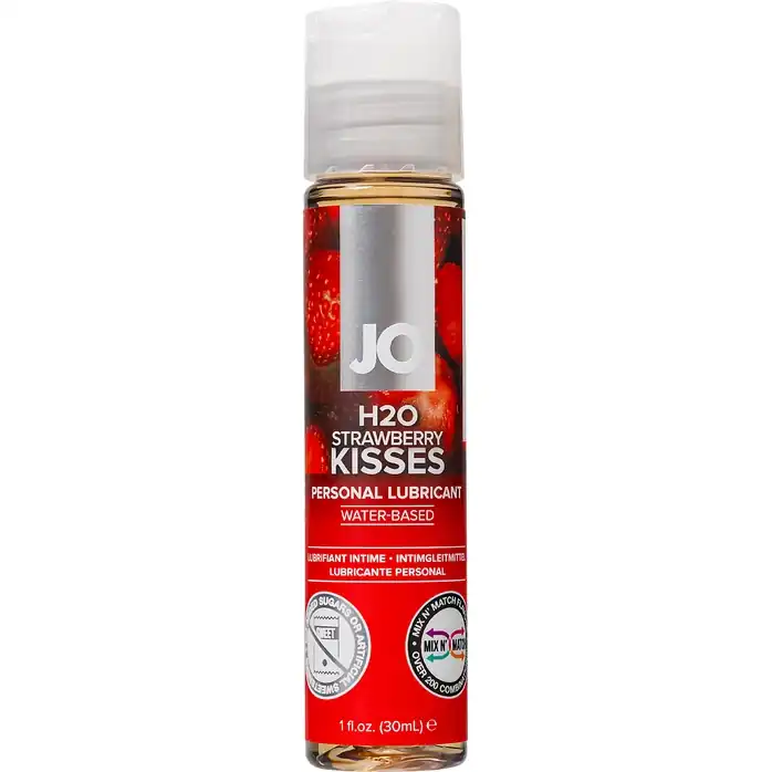 Лубрикант на водной основе с ароматом клубники JO Flavored Strawberry Kisses - 30 мл - JO H2O Flavors
