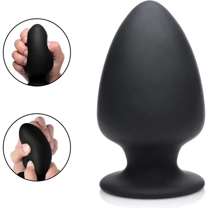 Черная мягкая анальная пробка Squeezable Large Anal Plug - 13,2 см - Squeeze-it. Фотография 2.