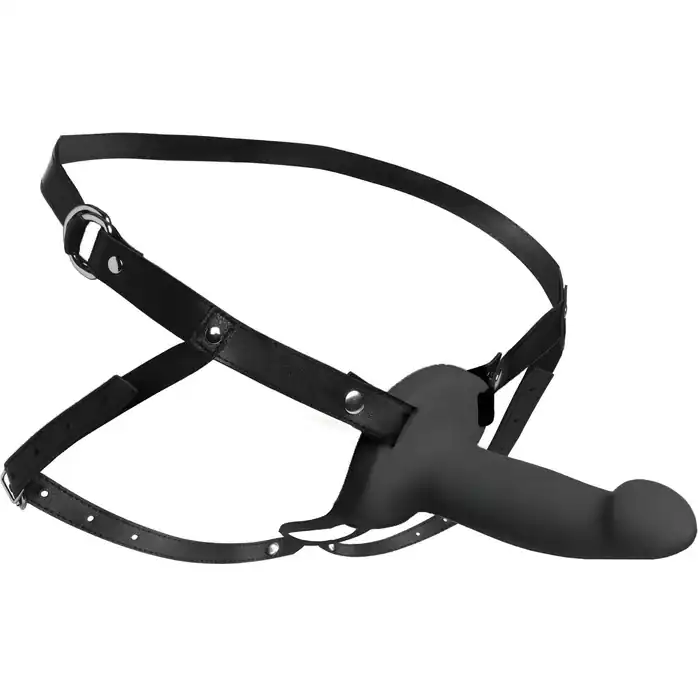 Черный полый страпон с вибрацией 2’’ Erection 28X Smooth Vibrating Silicone Penis Sheath - Size Matters