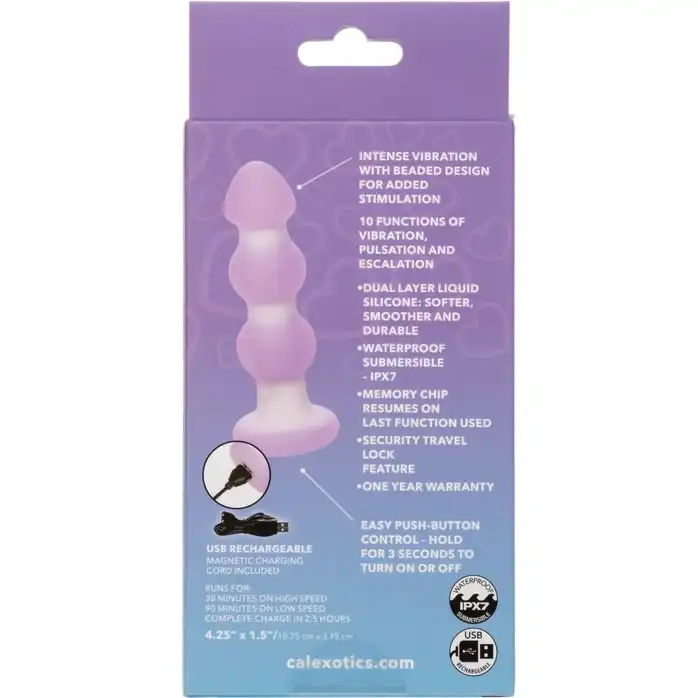 Сиреневая анальная пробка-ёлочка Beaded Probe - 10,7 см. Фотография 8.