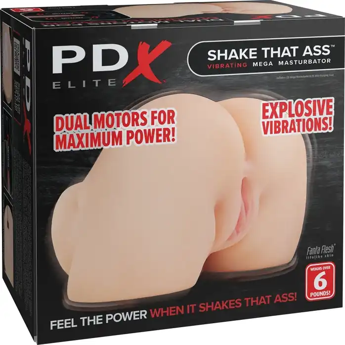 Телесный мастурбатор-полуторс с вибрацией Shake That Ass - PDX Elite. Фотография 2.