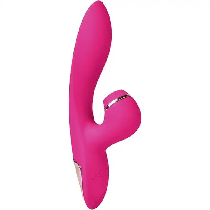 Розовый вибратор-кролик с вакуумной стимуляцией 5’’ Silicone Suction Kiss - 20,3 см