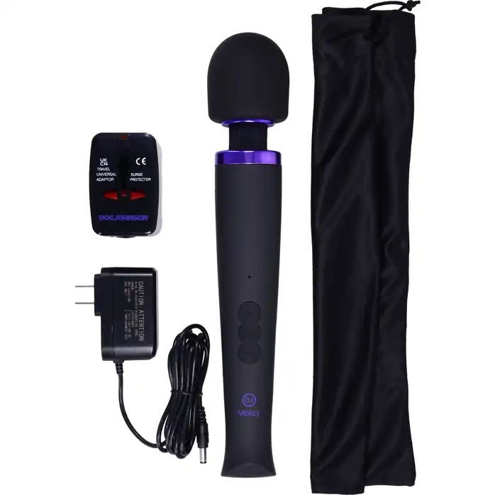 Черный жезловый вибромассажёр Merci Power Wand