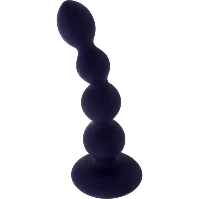 Фиолетовые анальные бусы с вибрацией и вращением Pleasure Orbit - 17,8 см. Фотография 3.