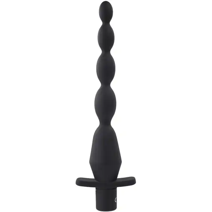 Черная анальная елочка с вибрацией Vibrating Butt Beads - 22 см