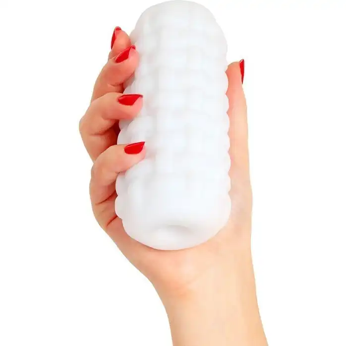 Белый стимулятор с наружным рельефом в виде рогожки - SEX EXPERT. Фотография 3.