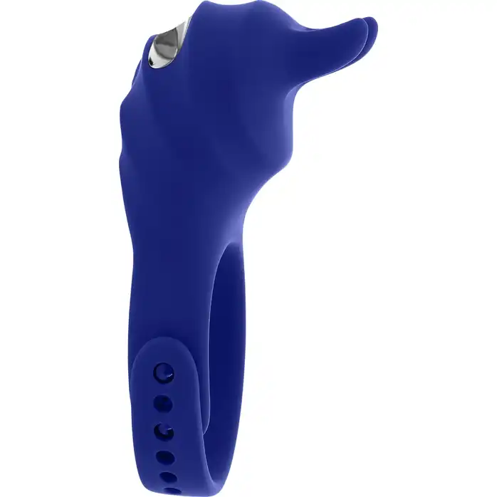 Синее эрекционное виброкольцо с клиторальной подушечкой и пультом ДУ Adjustable Fun Ring. Фотография 4.
