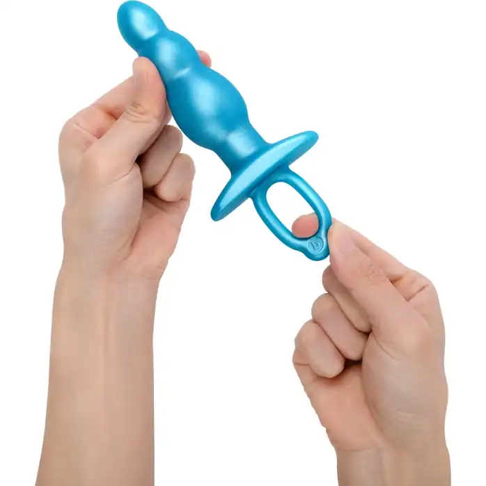Голубая анальная пробка-елочка из силикона Bounce Plug - 14,3 см. Фотография 3.