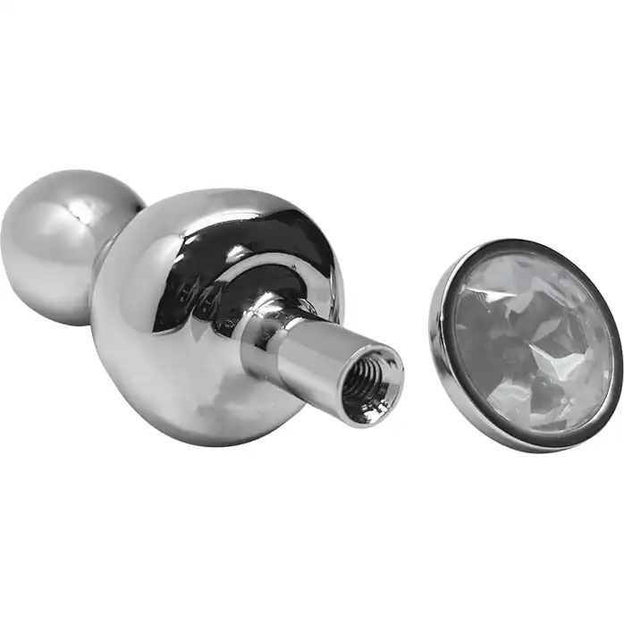 Серебристая анальная пробка Lollypop Double Ball S - 8,5 см - Wooomy. Фотография 3.