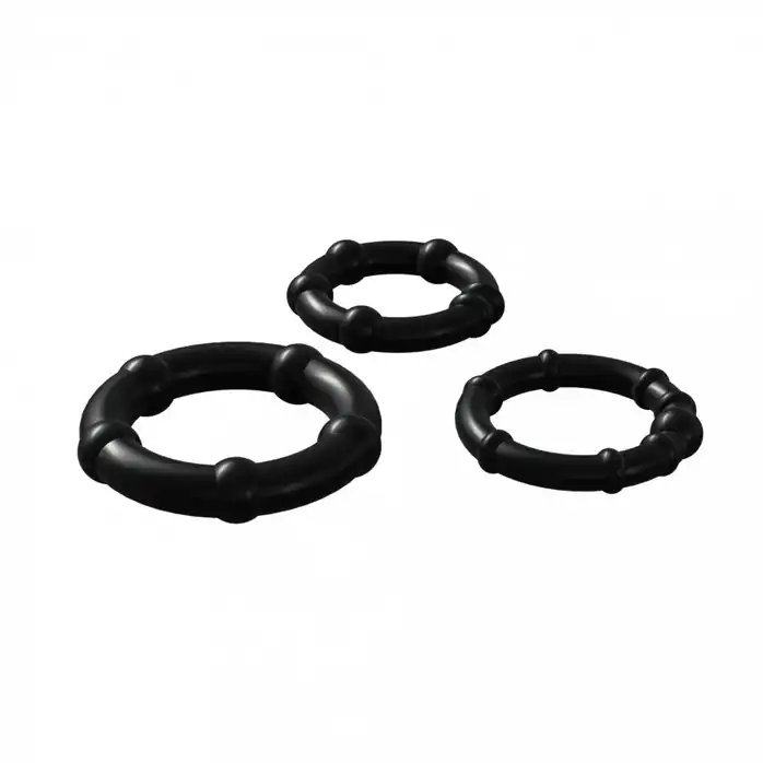 Набор из 3 черных эрекционных колец Babooom Ring Set - Wooomy