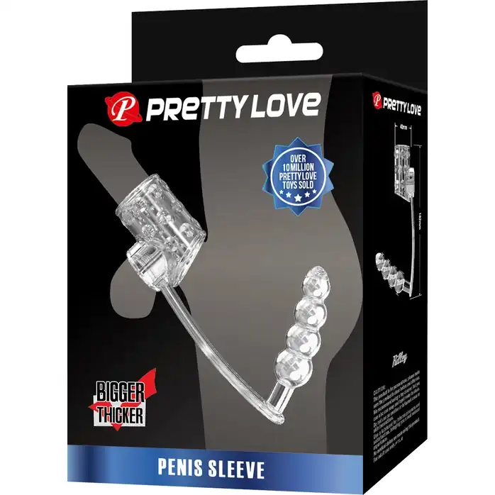 Прозрачная насадка на пенис и мошонку с анальным стимулятором Rilley - Pretty Love. Фотография 7.