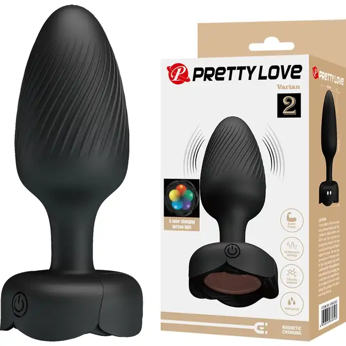Черная анальная вибропробка с подсветкой Varian - 10,8 см - Pretty Love