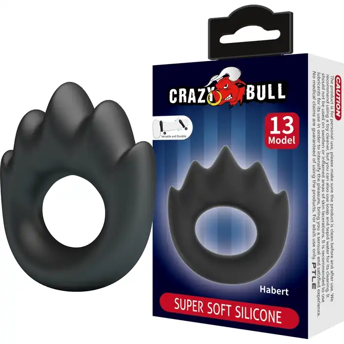Черное эрекционное кольцо Habert - Crazy Bull