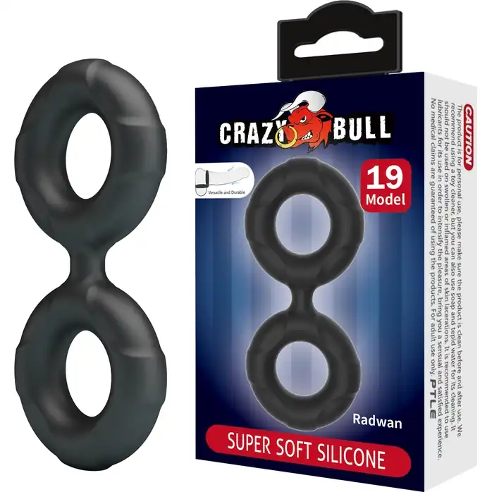 Черное двойное эрекционное кольцо Radwan - Crazy Bull