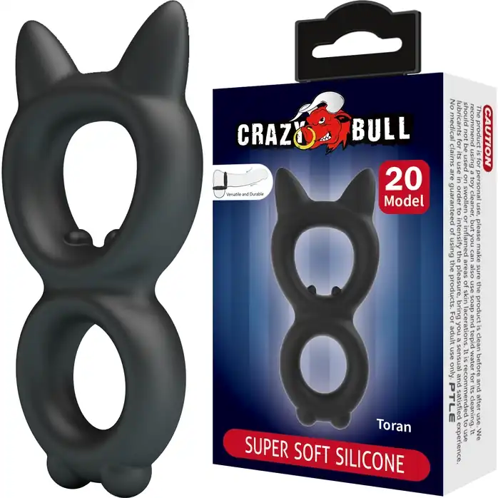 Черное двойное эрекционное кольцо Toran - Crazy Bull