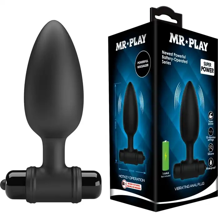 Черная анальная пробка с вибрацией - 11,5 см - Mr.Play