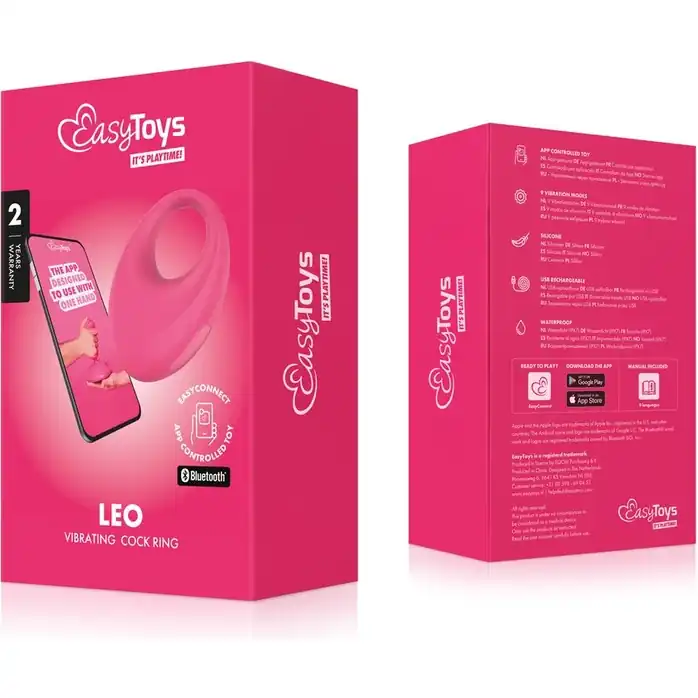 Розовое интерактивное эрекционное виброкольцо Leo - EasyConnect. Фотография 12.