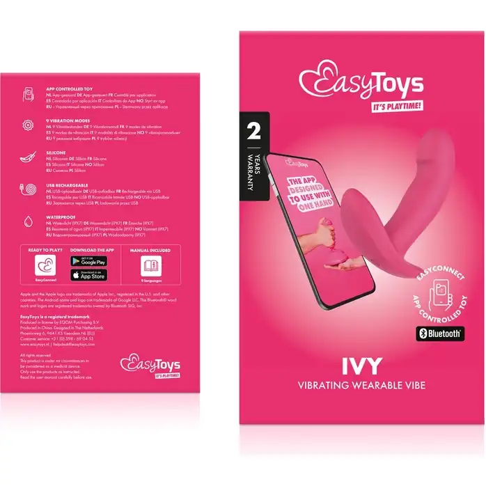 Розовый интерактивный вибромассажёр для ношения Ivy - 12,5 см - EasyConnect. Фотография 10.
