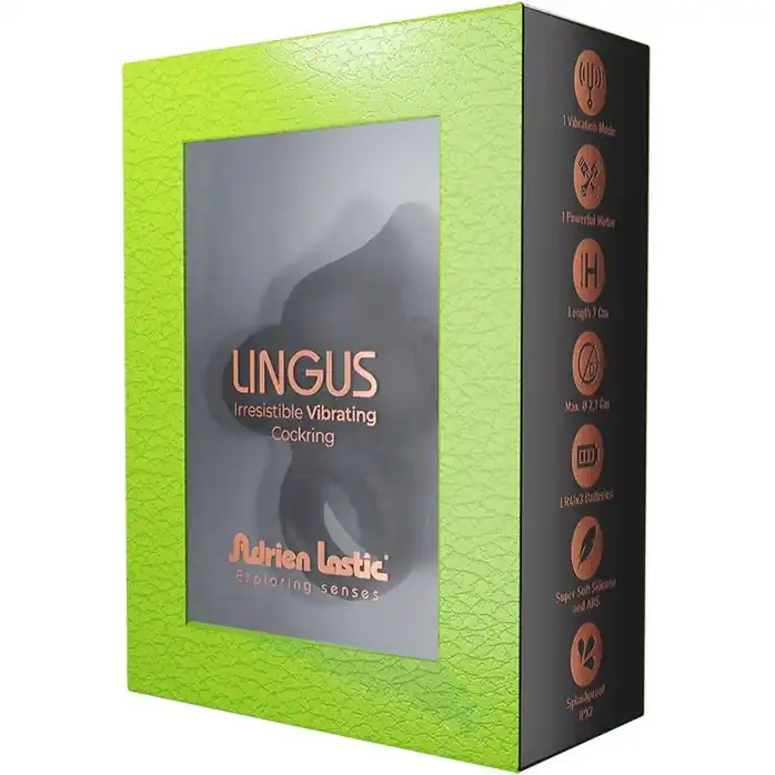 Черное эрекционное кольцо Lingus с вибрацией. Фотография 2.