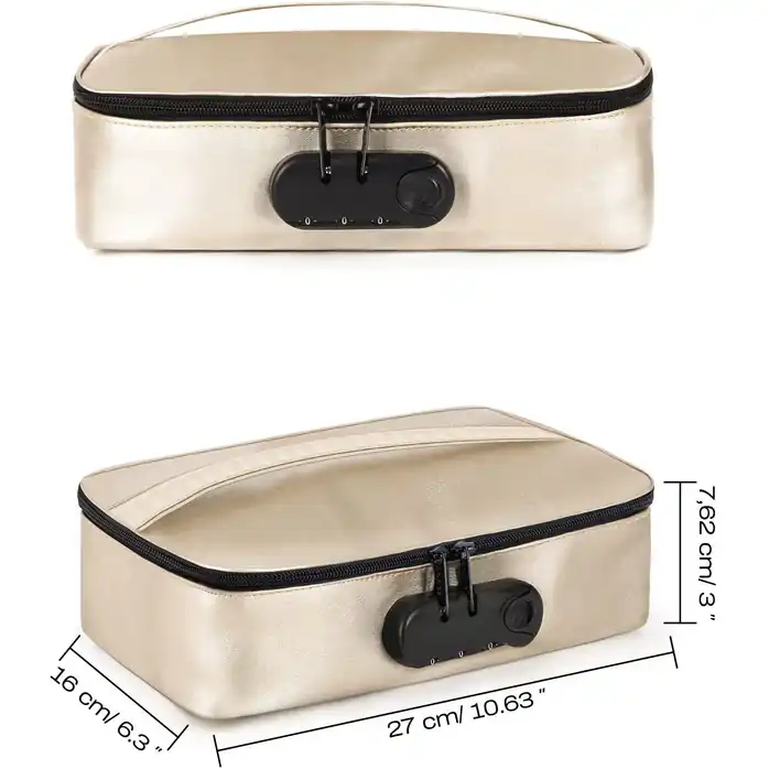 Золотистая сумочка для хранения игрушек Discreet Box. Фотография 5.