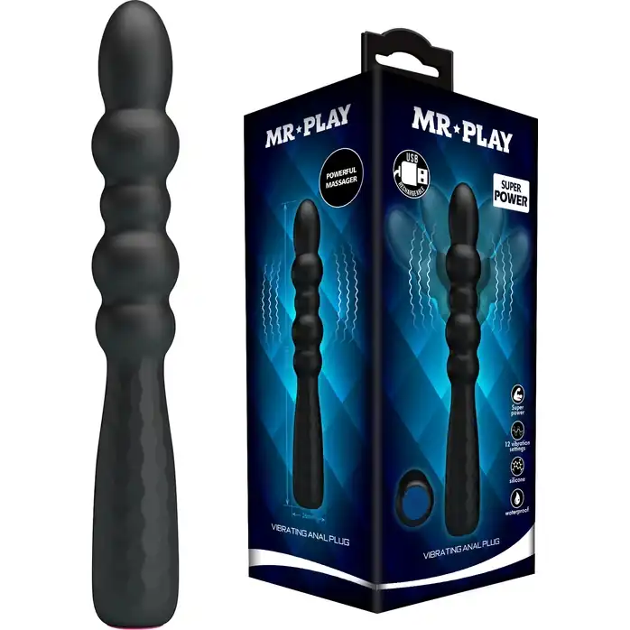 Черный гибкий анальный вибратор - 18,5 см - Mr.Play