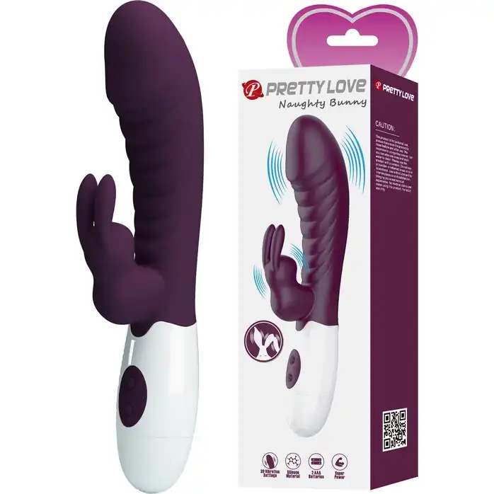 Фиолетовый вибратор-кролик Naughty Bunny - 19,8 см - Pretty Love