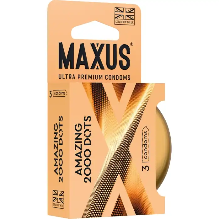 Точечные презервативы MAXUS 2000 Amazing Dots с железным кейсом - 3 шт