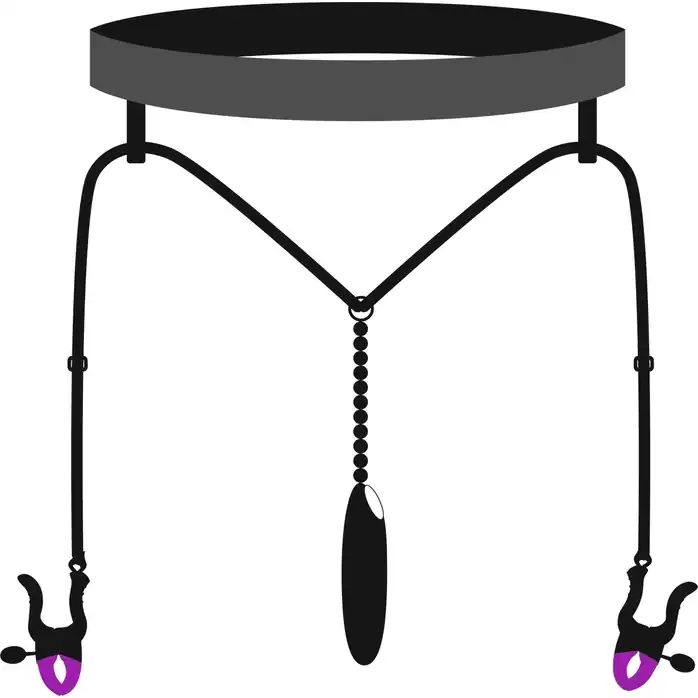 Женские вибростринги с зажимами для половых губ Spreader String with Vibrator - Bad Kitty