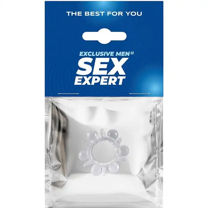 Прозрачное эрекционное кольцо с шариками и шипами - SEX EXPERT. Фотография 2.